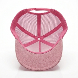 หมวกแก๊ปทรงทรัคเกอร์ปักโลโก้สั่งทำได้ 6 แผง ตาข่ายพรีเมียม แบบ Snapback รับผลิต OEM ODM ขั้นต่ำน้อย สีชมพูเฮเธอร์ - Product Image 2