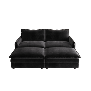 Divano Cloud a 2 Posti in Tessuto Corduroy con Poggiapiedi Mobili, Seduta Profonda e Reclinabile per Soggiorno - Product Image 4