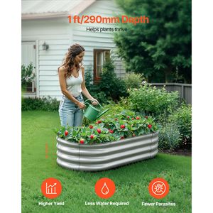 Fioriera da Giardino in Metallo Stile Ins, Grande 4 X 2 X 1 piedi, Vaso Rialzato Ovale Zincato con Design a Fondo Aperto - Product Image 2