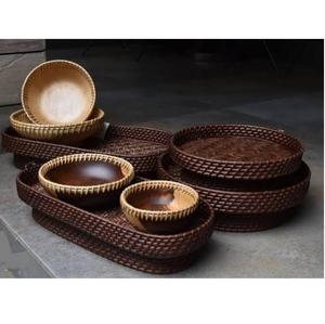 Plateau de service ovale en rotin et bois, fait main, décoratif, pour boissons froides et café – Fournisseur et fabricant d'Inde - Product Image 5