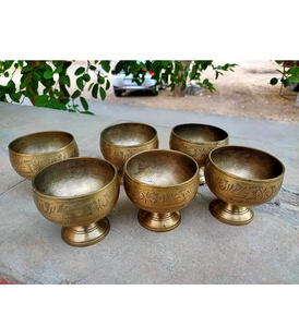 Bol en laiton fait main, 6 pièces, nouveaux modèles design pour restaurants, bol décoratif, artisanat, bol à glace en laiton - Product Image 1
