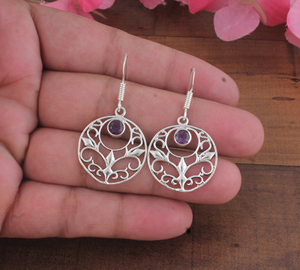 Boucles d'oreilles pendantes de luxe en turquoise naturelle, en argent sterling 925, filigrane ajouré, style bohème, bijoux cadeau - Product Image 3
