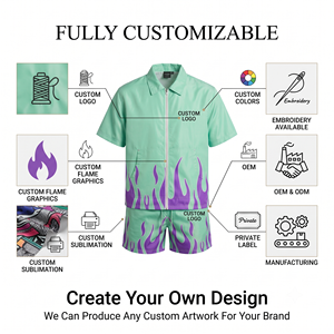 Manufacturer Custom <b>Men's</b> 100% Nylon Windbreaker <b>Jacket</b> and Shorts Set Embroidered Logo OEM Private Label Streetwear <b>Summer</b> - Product Image 3