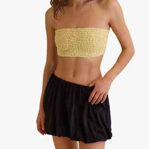 Women's Sleeveless Chiffon <b>Bubble</b> <b>Top</b> With Skirt Set Loose Fit Solid Color Two Piece Casual Summer Outfit Breathable Women Skirt - Product Image 4