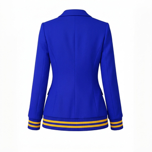 Blazer Varsity de Moda Casual para Mujer, Cierre de un Solo Botón, Tejido de Punto, Color Sólido - Product Image 3
