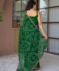 K V INTERNATIONAL Sari de Nailon y Rayón con Estampado Elegante para Mujer, Ropa Tradicional para Fiestas y Bodas, Blusa sin Coser de Secado Rápido para Otoño - Product Image 2
