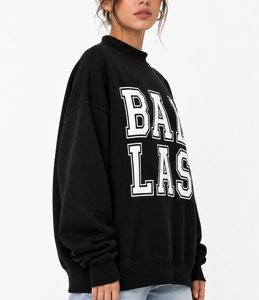 Sudadera de cuello redondo extragrande con estampado de letras Balas OEM para mujer, forro polar, estilo casual, manga larga, moda de invierno - Product Image 2