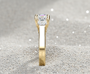 แหวนแต่งงานหรูหราทองคำ 14K ชุบทองคำชมพู ประดับเพชรทรง Asscher แบบสี่ขา ฝังด้วยเทคนิค Lab Grown Diamond จาก Stonewels พร้อมใบรับรอง - Product Image 2