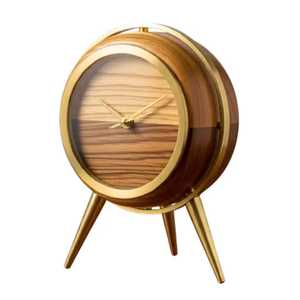Geode Slice Wooden Base <b>Clock</b> Gold Edge Crystalline Face Artistic Natural Modern Home Office Timepiece - Product Image 2