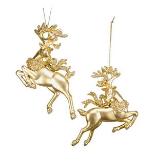 Adorno Navideño de Lujo para Colgar, Chapado en Oro Mate, con Purpurina Dorada, Acrílico 3D, Reno Saltando, Unicornio Volador - Product Image 5