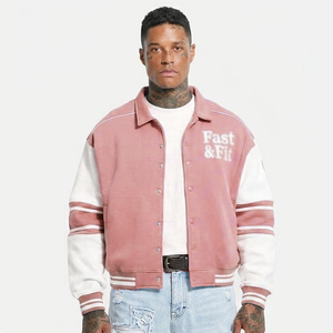 Custom Logo Canvas Varsity Jacket for Men Street Style <b>Black</b> Embroidery Breathable Windproof 100% Cotton - Product Image 1