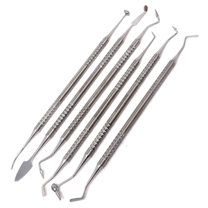 Ensemble d'instruments dentaires composites 6 pièces |   Spatules de remplissage plastiques réparatrices à double extrémité, outils de modelage et de lissage à boule - Product Image 1
