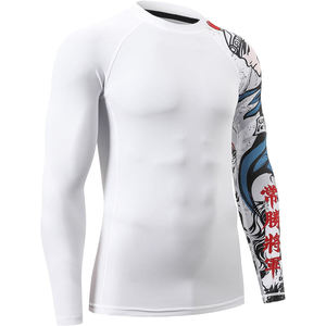 T-shirt de compression à séchage rapide à manches longues pour sports UFC, respirant, anti-UV, pour MMA, BJJ, gym, surf, adultes, avec logo frontal - Product Image 2