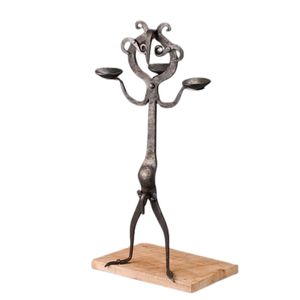 Portavelas de hierro de aspecto premium con múltiples soportes y acabado con recubrimiento en polvo para decoración, centro de mesa para interiores, adorno para pasillo. - Product Image 1