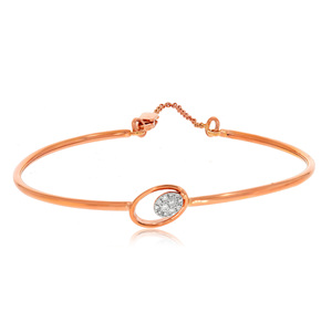 Elegant 9K Rose Gold Oval Diamond <b>Bangle</b> <b>Bracelet</b> for Women | Minimalist Luxury Fine Jewelry Gift - Product Image 1