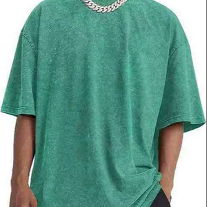 Men Oversized Cotton Tee Vintage Washed Long Shirt Custom Logo Streetwear Tee Embroidery Cotton T Shirt Loose Fit O Neck Tee - Product Image 1