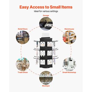 Espositore Girevole a 4 Lati con 24 Ganci 7,4 X 7,4 X 17 in Acciaio Laminato a Freddo Rinforzato - Product Image 3
