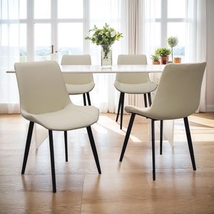 Set di 2 Sedie da Pranzo Moderne in Ecopelle Grigio Chiaro con Gambe in Metallo per Cucina, Ristorante, Soggiorno e Sala Riunioni - Product Image 2