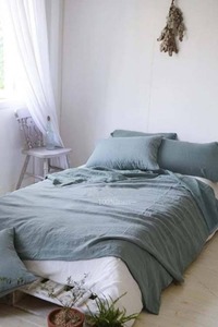 Ensemble de draps de lit 3 pièces en lin 100% 100TC, écologique, avec logo personnalisé pour mariage - Product Image 3