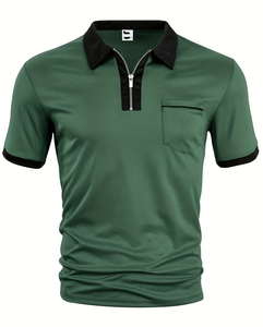 Direct Factory Wholesale OEM Custom Logo 100% Polyester 220 GSM Anti-Wrinkle Men's Short Sleeve <b>Polo</b> <b>Shirts</b> <b>Zip</b> Closure <b>Neck</b> - Product Image 4