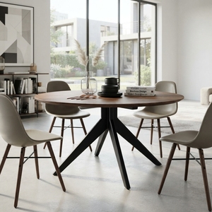 Mesa de centro redonda de madera premium, minimalista, de madera maciza de teca, mesa de té circular para sala de estar, mesa baja con estructura central para espacios y unidades. - Product Image 3