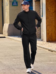 Ensemble de vêtements de détente pour hommes, 2 pièces, veste en molleton texturée, pantalon de jogging, OEM personnalisé en gros - Product Image 6