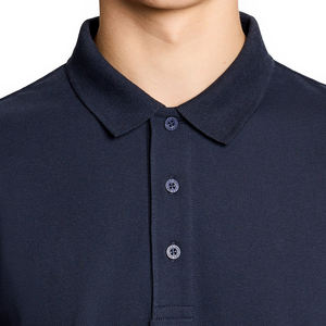 เสื้อโปโลกีฬายอดนิยม สีกรมท่าเข้ม สำหรับผู้ชาย ผ้าถัก ระบายอากาศได้ดี ยืดหยุ่นได้ ทรงปกติ สวมใส่สบาย  ปักโลโก้ได้ตามต้องการ - Product Image 5