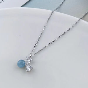 สร้อยคอเงินแท้คุณภาพสูงระดับพรีเมียม ชุบทอง 18K หรือโรเดียม ประดับด้วยมอยส์ซาไนต์ อะความารีน และคิวบิกเซอร์โคเนีย - Product Image 1