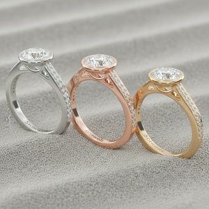 แหวนหมั้นแบบฝังเพชรทรงเพว์ในตัวเรือนทองคำแท้ |   เพชรที่ได้รับการรับรองจาก IGI ผลิตในห้องปฏิบัติการ |   ข้อเสนอแต่งงานแบบมินิมอลลิสต์ที่เปล่งประกาย - Product Image 4