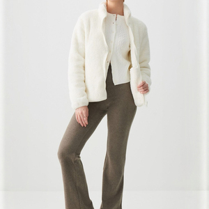 Streetwear Outdoor Clothing Manufacturer Fashion Sherpa Wool <b>Zip</b> <b>up</b> <b>Jacket</b> Custom Print Women Sherpa Polar Fleece <b>Jacket</b> Woman - Product Image 4