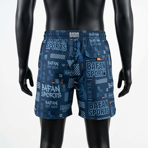 High quality 120 GSM polyester <b>windbreaker</b> shorts men navy blue street graphic shorts sublimation logo Nylon Plain Dyed - Product Image 2