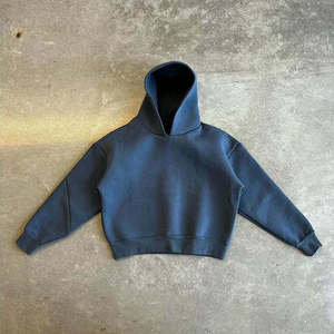 Custom Blank Plain Fleece Sweatshirt Heavyweight 500gsm 100% Cotton Oversized Cropped Pullover Hoodie OEM ODM - Product Image 3