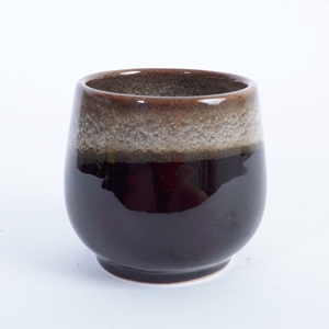Agung Keramik D-1017 Black Grey Textured Ceramic Tea <b>Mug</b> Amber Band Accent Striped Pattern Dishwasher Microwave Safe Gift <b>Box</b> - Product Image 3