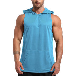 Chaleco Deportivo Sólido Personalizado al por Mayor, Chaleco Deportivo sin Mangas para Gimnasio, Camiseta sin Mangas para Hombre con Capucha, Camiseta sin Mangas de Gran Gramaje - Product Image 6