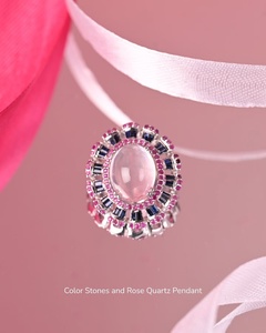 Colgante de Piedras Multicolores y Cuarzo Rosa en Plata de Ley 92.5 KLSP-50150 - Product Image 4