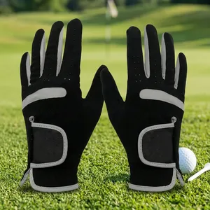 Gants de golf noirs en microfibre à doigts entiers, unisexes, antidérapants, à enfiler, pour les sports de plein air, l'entraînement, l'exercice et la protection des mains - Product Image 4