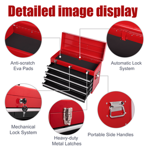 21-Inch Heavy Duty Portable Metal <b>Tool</b> <b>Box</b> with 4 Drawers <b>Small</b> <b>Tool</b> Chest with Ball Bearing Slides and EVA Liners - Product Image 2