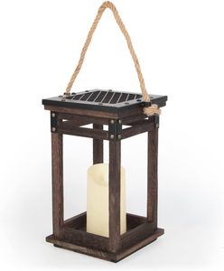 Lanternes décoratives pour bougies LED sans flamme, porte-bougie en bois vintage de style farmhouse, à suspendre ou à poser sur table, pour la décoration de mariage et de fête - Product Image 6