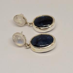 Pendientes de plata de ley con piedras preciosas azules de primera calidad, piedra lunar y zafiro, piedra de nacimiento de septiembre, al mejor precio. - Product Image 2
