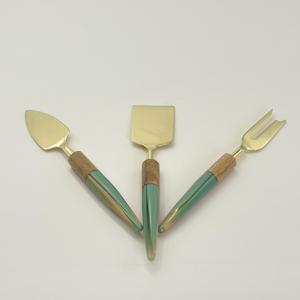 Juego de Herramientas para Queso de Acero Inoxidable con Mango de Madera y Resina para Hotel y Cocina, Juego de Cubiertos para Queso para Mesa de Comedor, para el Hogar - Product Image 5