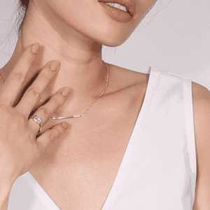 Colliers délicats pour femmes avec pendentif barre géométrique en diamant de laboratoire rond, serti pavé, pour usage quotidien, vente en gros, or 10k 14k 18K - Product Image 4