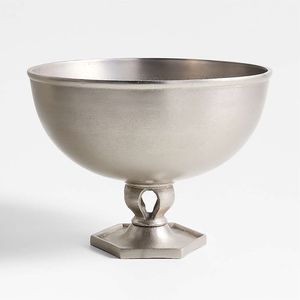 Bac à boissons vintage de style suédois en aluminium moulé, refroidisseur à vin, seau à glace pour champagne avec base octogonale, finition argentée, articles de bar - Product Image 1