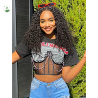 Maßgeschneidertes Netz-Patchwork Bedrucktes Crop Top Damen Punk-Stil Ketten Bandage Kurzarm Baumwoll-T-Shirts Schwarze Nabel-Tops Gothic Tees