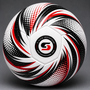 Ballon de football blanc, rouge, noir, impression numérique, ballon de football durable pour l'entraînement, ballon thermique - Product Image 1