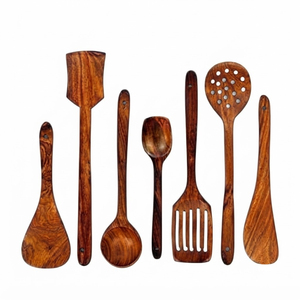 Ensemble de cuillères de cuisine en bois de qualité créative, ustensiles en bois écologiques pour la cuisson, spatule antiadhésive et cuillère ajourée, outil de cuisine - Product Image 3