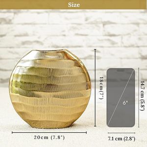 Vase à fleurs en aluminium antirouille Golden Waves pour la décoration de la maison, vase décoratif moderne pour le salon, le bureau, centre de table de mariage - Product Image 6