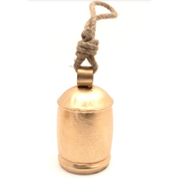 Cloche de vache vintage tendance en laiton pour Noël, lot de clochettes à corde, corne métallique, cloche de vache artisanale, cloche décorative de Noël