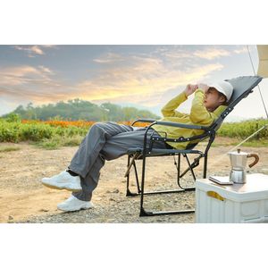 Heavy Duty Grey Registi di campeggio sedia con tavolino portatile pieghevole per la pesca sulla spiaggia Picnic prato uso oversize per il Comfort - Product Image 6