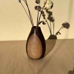 Ensembles de vases minimalistes, vase à fleurs artisanal en noyer, art rustique en bois pour fleurs séchées - Product Image 3
