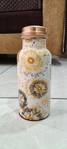 Hand Crafted Printed Copper <b>Bottles</b> Water <b>Bottle</b> Copper Flower Attractive Design <b>Bottle</b> From India Bulk Copper <b>Flask</b> Supplier - Product Image 2